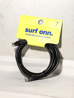 Surf ONN CAT6 Networking Cable 7' Black NEW